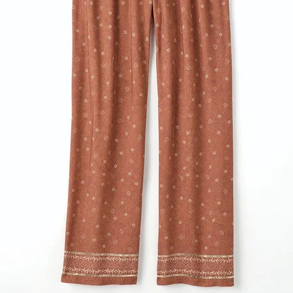 Coldwater Creek Terra Border Print Pants/NWT/SMALL - Picture 2 of 15